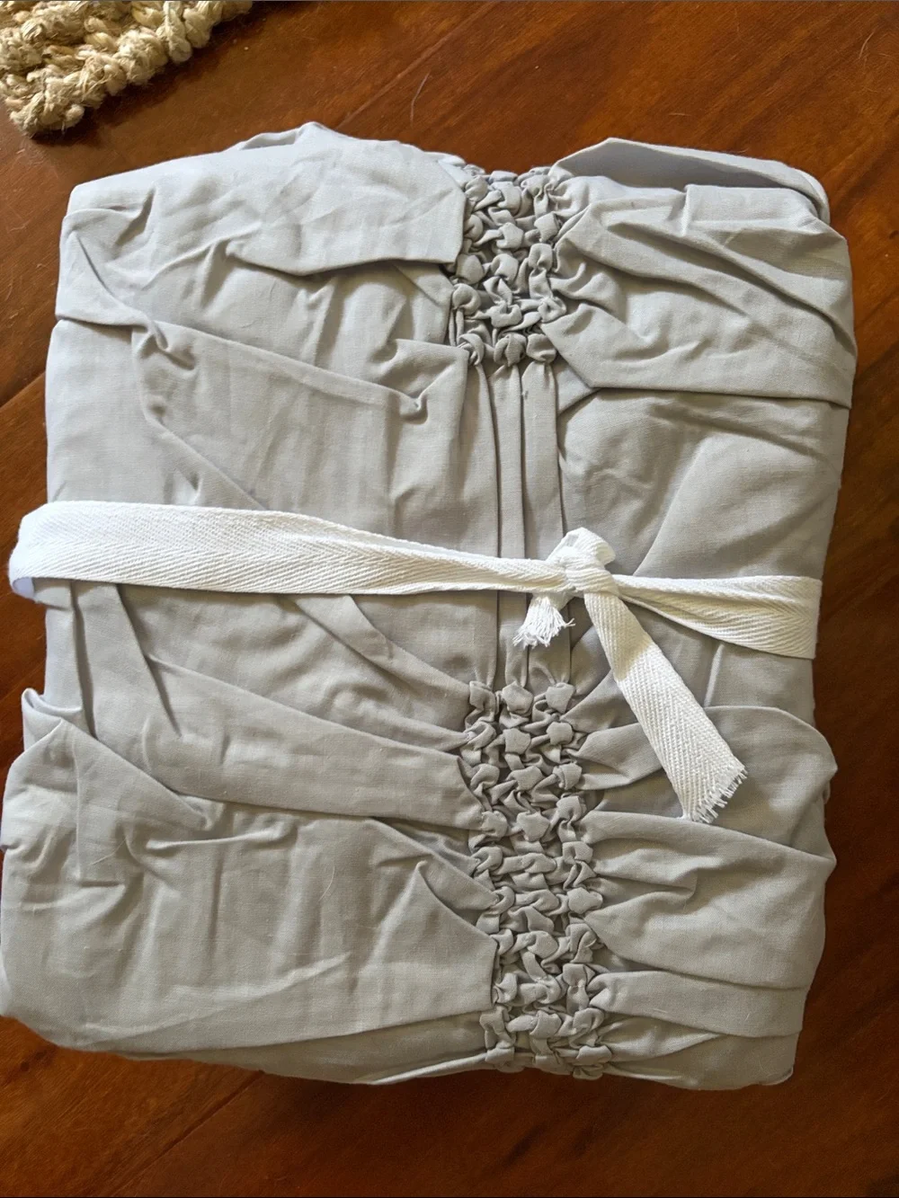 Pottery Barn Teen Simply Smocked Duvet Cover - Light Gray